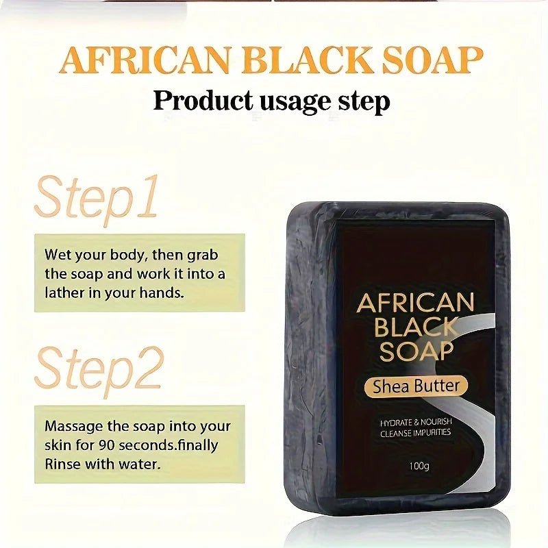 African Black Soap Control Cleansing Bath Soap Organic Natural Anti-mite Hydrate and Moisturize